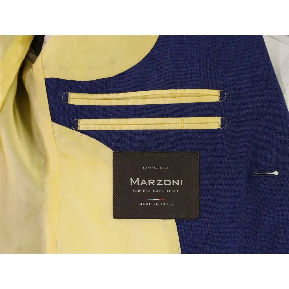 Custom Tailored Bespoke Current Royal Blue 2-Btn Peak Lapel Slim Wool Suit 36S